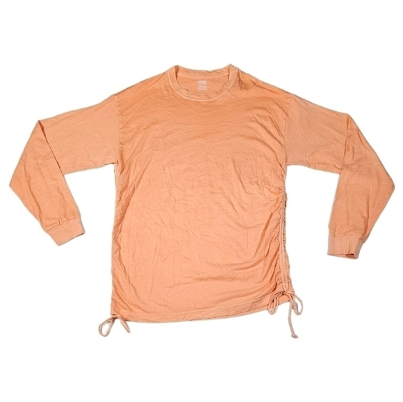 PINK Victoria's Secret Shirt Long Sleeve Drawstring Ruched Side Orange Small - Picture 4 of 13